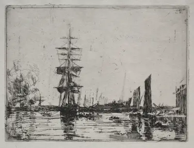 Båtar till ankars av Eugène Boudin
