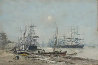 Bordeaux. Tremastare i hamnen av Eugène Boudin
