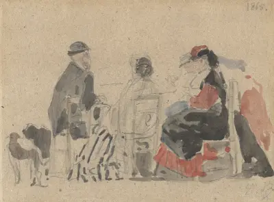 Samtal på stranden av Eugène Boudin