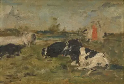Kor på ängen av Eugène Boudin