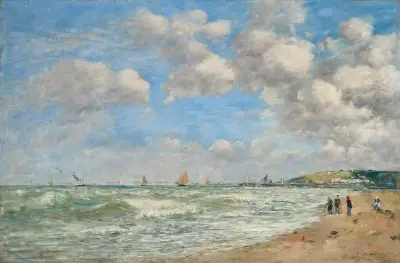 Deauville, stranden vid högvatten av Eugène Boudin