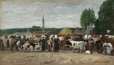 Marknad i Bretagne av Eugène Boudin