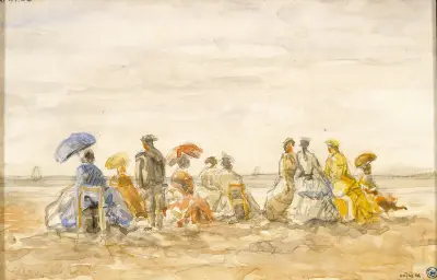 Figures on the Beach at Trouville av Eugène Boudin
