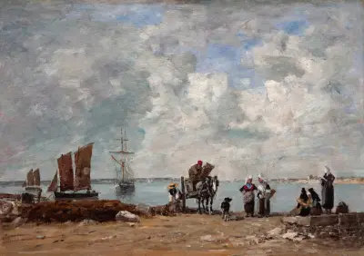 Fiskarhustrur vid havet av Eugène Boudin