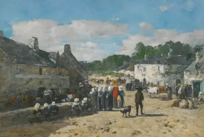 Jour De Foire En Bretagne av Eugène Boudin