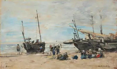 Berck-stranden vid lågvatten av Eugène Boudin