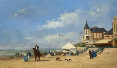 Stranden i Trouville av Eugène Boudin