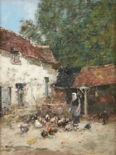 Hönornas utfodring av Eugène Boudin