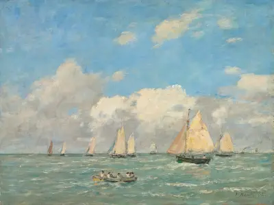 Båtarna lämnar Trouville av Eugène Boudin