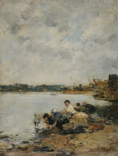 La Touques, morgon av Eugène Boudin