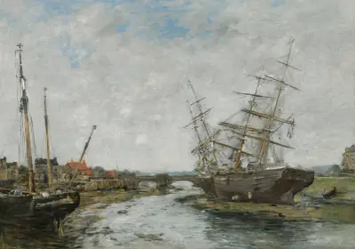 La Touques vid lågvatten av Eugène Boudin