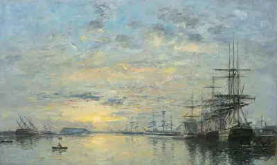 Le Havre, Bassin De L’eure av Eugène Boudin