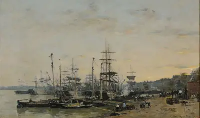 Bordeaux hamn, från Quai des Chartrons av Eugène Boudin