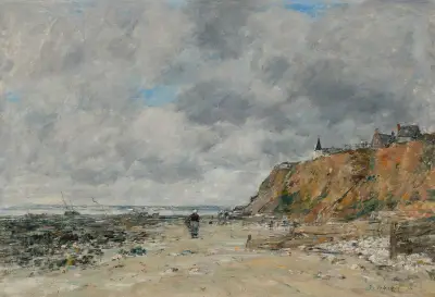 Le rivage de Villerville, marée basse av Eugène Boudin