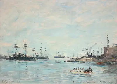 Eskadern framför Villefranche av Eugène Boudin