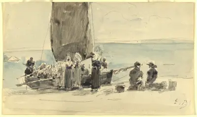 Lastning av båtarna av Eugène Boudin