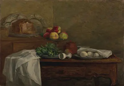 Stilleben med upp- och nedvänd äggkopp av Eugène Boudin