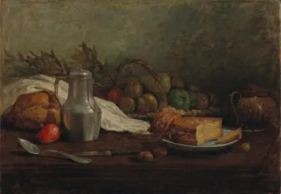Stilleben med tennkanna av Eugène Boudin