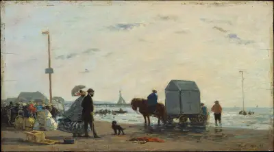 On the Beach at Trouville av Eugène Boudin
