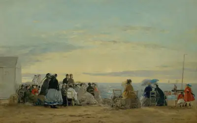 On the Beach, Sunset av Eugène Boudin