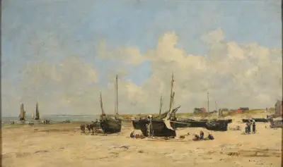 Berck strand vid lågvatten av Eugène Boudin