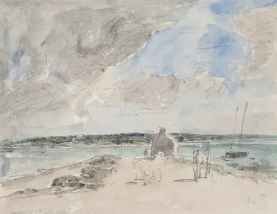 Plougastel, le passage à l’embouchure de la rivière de Landerneau av Eugène Boudin