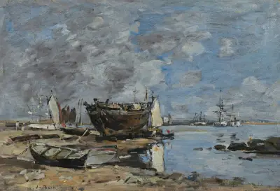 Plougastel, le passage du Bac av Eugène Boudin