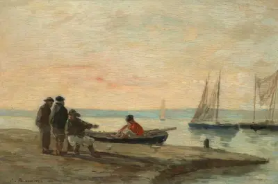 Hamn i närheten av Honfleur av Eugène Boudin
