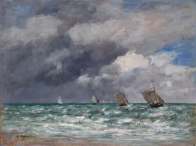Sailboats near Trouville av Eugène Boudin