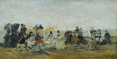 Strandscen från Trouville av Eugène Boudin