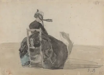 Sitzende Dame in Schwarz, Trouville von Eugène Boudin
