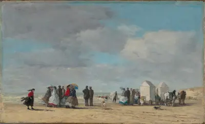 The Beach at Trouville av Eugène Boudin