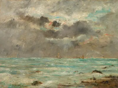 The Coast at Trouville av Eugène Boudin