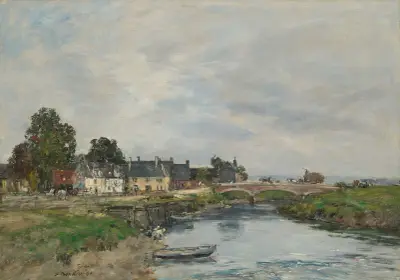 Touques, den gamla hamnen vid lågvatten av Eugène Boudin