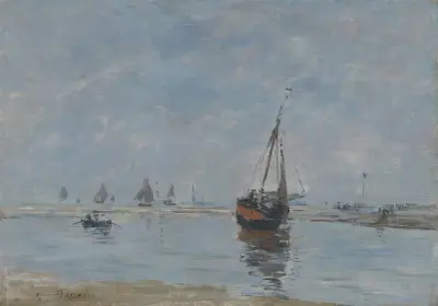 Trouville vid lågvatten av Eugène Boudin