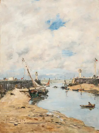 Trouville, strandad loggare av Eugène Boudin