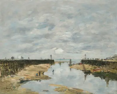 Trouville, les jetées, marée basse av Eugène Boudin
