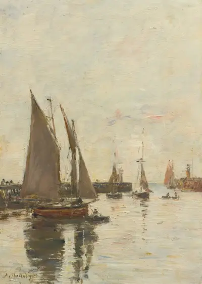 Trouville, Les Jetées Marée Haute av Eugène Boudin