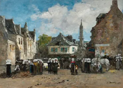 Trh v Bretani, 1870, Eugène Boudin
