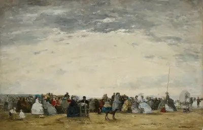 Vacationers on the Beach at Trouville av Eugène Boudin
