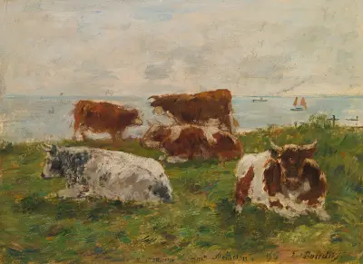 Krávy na louce u moře, Eugène Boudin
