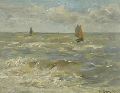 Segelbåtar till havs av Eugène Boudin