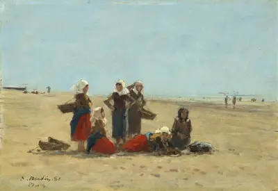 Kvinnor på stranden vid Berck av Eugène Boudin