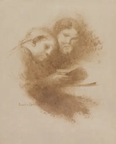 Reading (fourth quarter 1800s) av Eugène Carriere