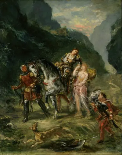 Angelica and the wounded Medoro av Eugène Delacroix