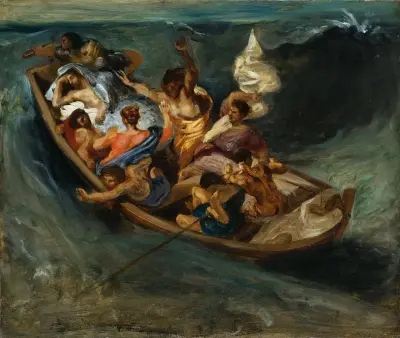 Christ On The Sea Of Galilee av Eugène Delacroix