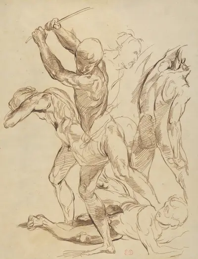 Combat of Nude Men, after Raphael av Eugène Delacroix