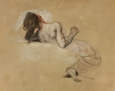 Crouching Woman av Eugène Delacroix