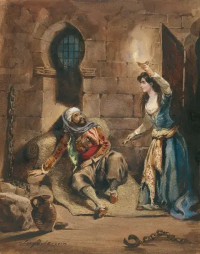 Episode from ‘The Corsair’ by Lord Byron av Eugène Delacroix