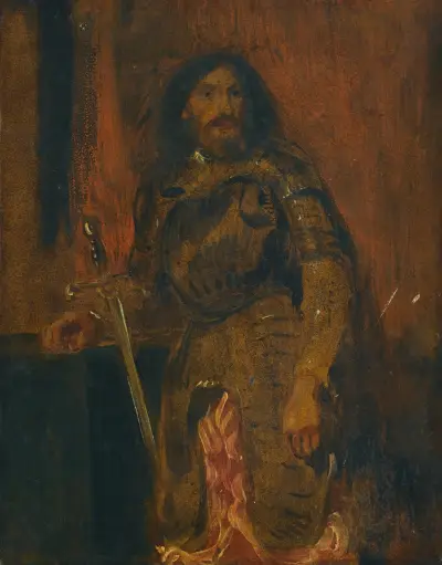 Etude De Vicentini en Armure av Eugène Delacroix